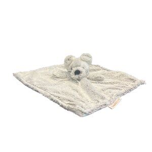 BLANKETS & BEYOND Security Blanket Plush Bear Grey White Fleece 13"x13"